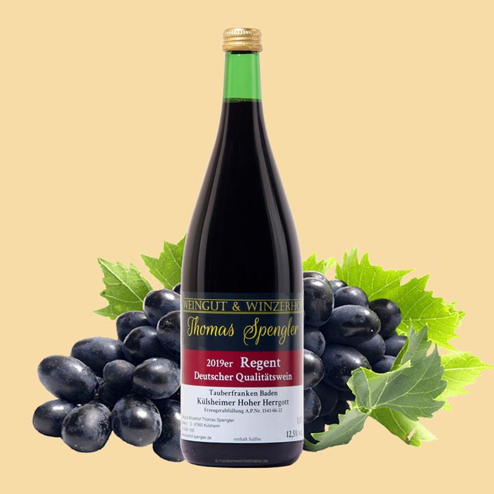 2019er Regent - Deutscher Qualitätswein - 1L Flasche mit Etikett