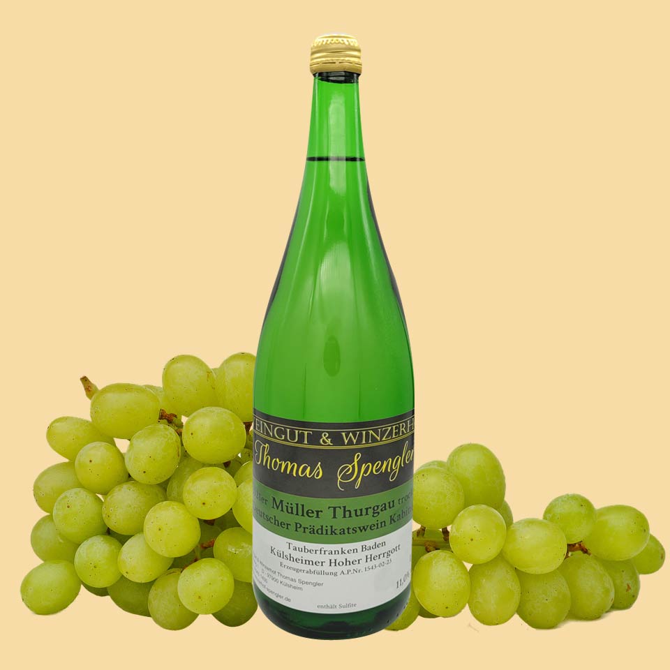 2021er Müller-Thurgau trocken - Deutscher Prädikatswein Kabinett - 1L Flasche mit Etikett