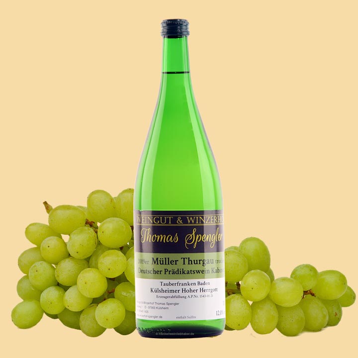 2019er Müller Thurgau - trocken - 1L Flasche mit Etikett