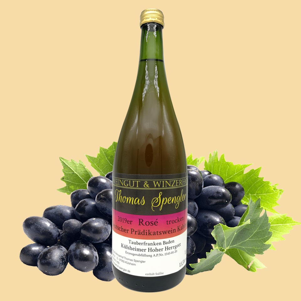 2019er Rosé - trocken - 1L Flasche mit Etikett