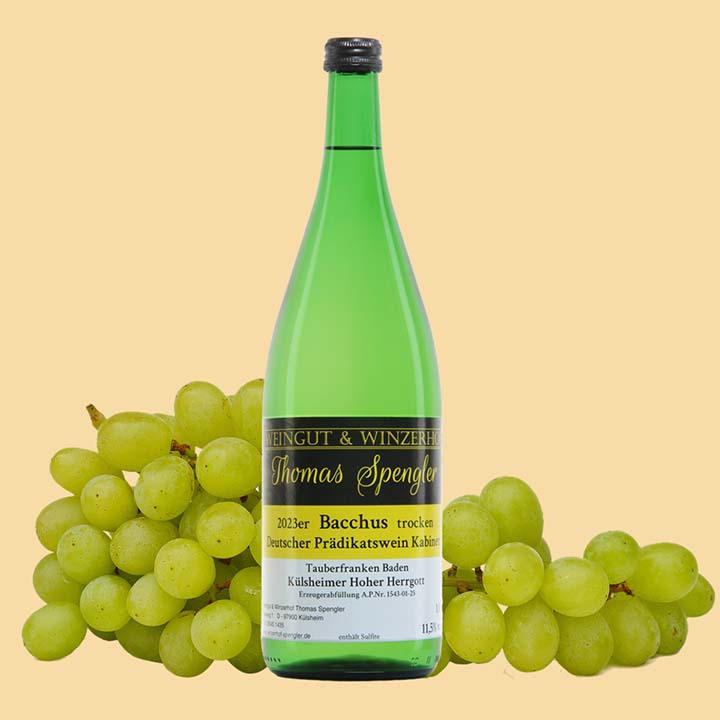 2023er Bacchus - trocken - 1L Flasche mit Etikett